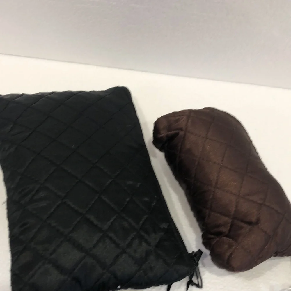 Bridesmaid Quilted Black and Brown Pouches